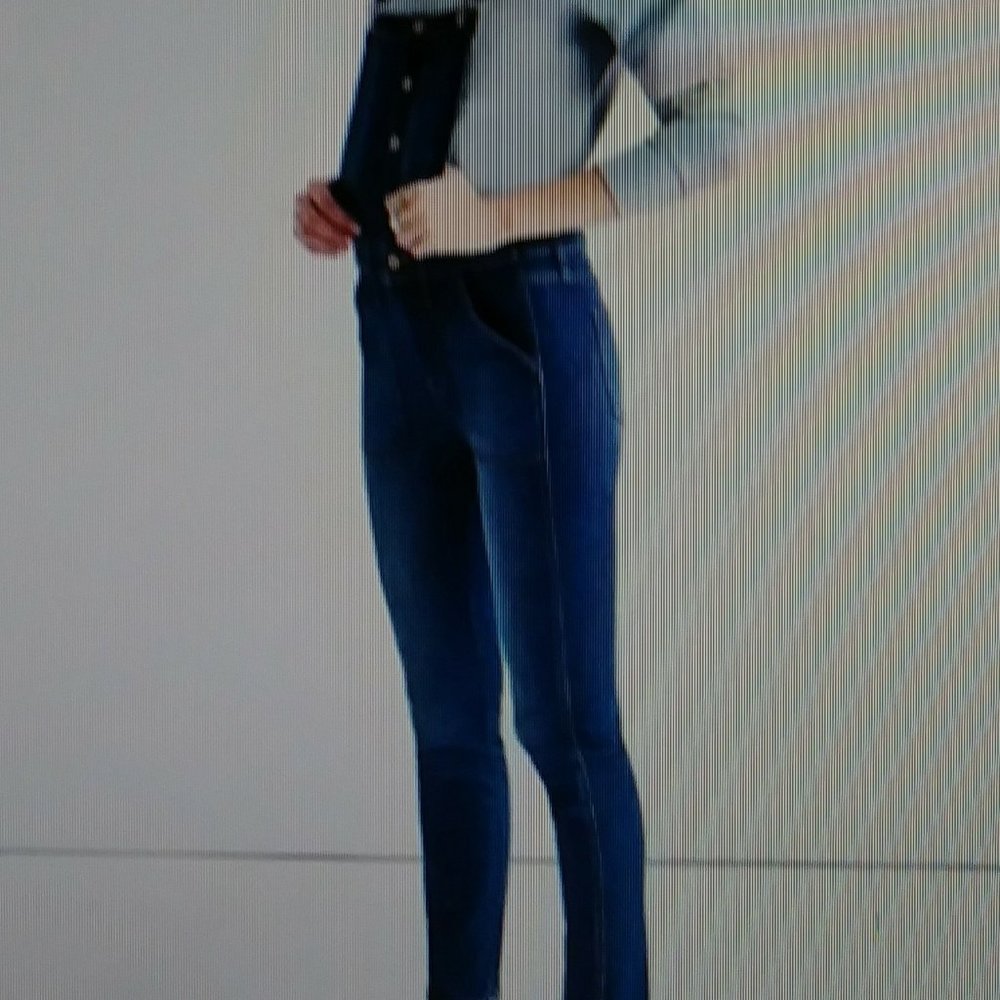 Wax Women's Juniors Ankle Length Skinny Leg Denim Overalls - Picture 5 of 14